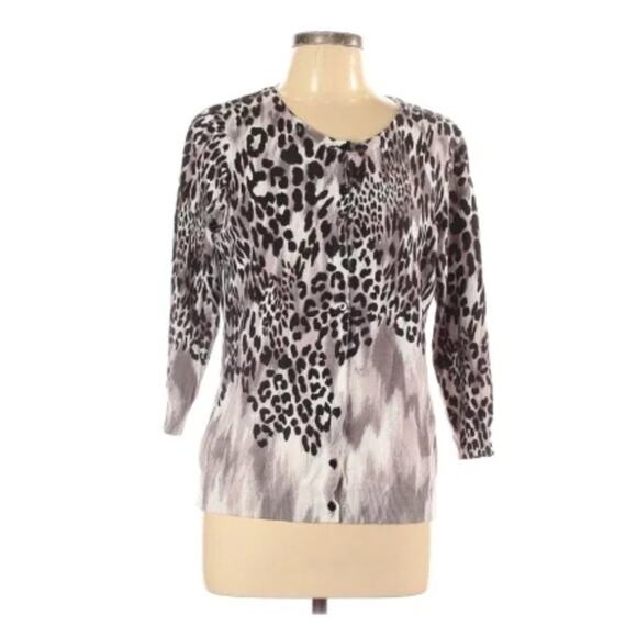 Joseph A Animal Print Cardigan Size L - Picture 1 of 7